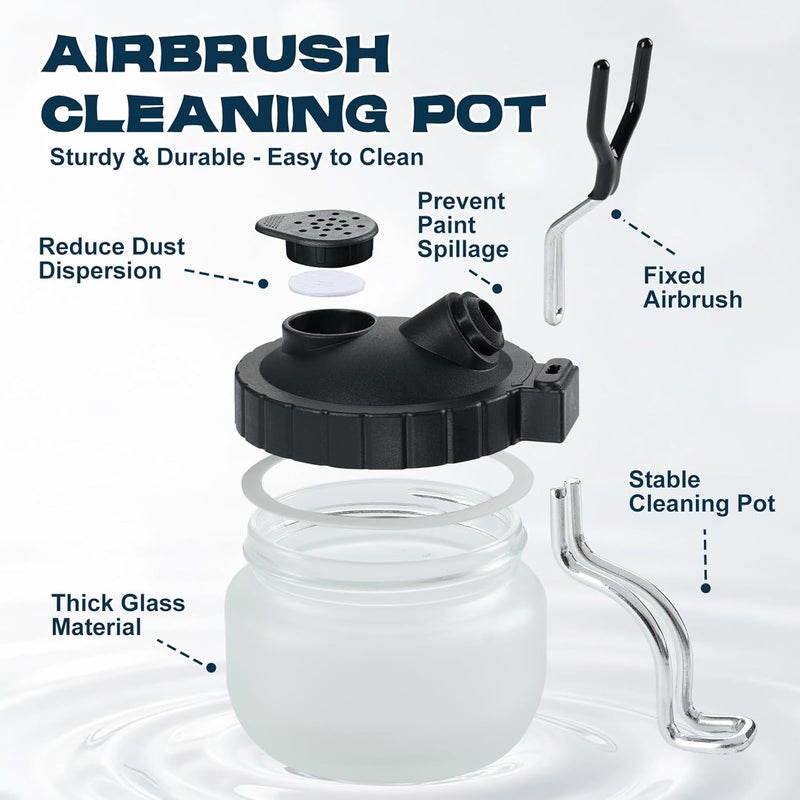 X ARTY HUB Airbrush Cleaning Kit - 4 * 4.05 fl oz / 120 ml Airbrush Cleaner with Glass Cleaning Pot, Easily Handle Water-Based and Acrylic Paints, for Airbrushes & Other Artistic Tools - Image 3